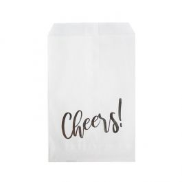 Paper Bags White with Silver Cheers 127x203 mm - 100 pieces
