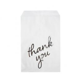 Paper Bags White with Silver Thank You 127x203 mm - 100 pieces