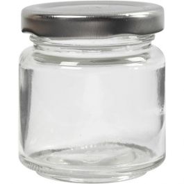 Storage Glass Jar, H: 6.5 cm, D: 5.7 cm, transparent, 12pcs - 100 ml