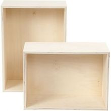 Storage Boxes, rectangle, H: 27+31 cm, W: 19.5+22.5 cm, plywood, depth 12.5 cm - 2 pcs
