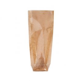 Kraft Block Bottom Bags w/ Paper Insert 51x44x216 mm - 100 Pieces