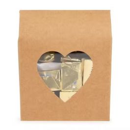 Kraft Gift Boxes with Heart Window 105x44x133 mm - 25 pcs