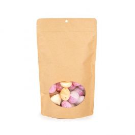 Stand Up Pouches Kraft Compostable 171x89x286 mm with oval Window - 100 pieces