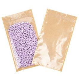 Kraft Barrier Bags with clear front 178 x 305 mm w/Tear Notches - 100 Pieces
