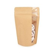 Stand Up Pouches Kraft | Vertical Window | 113 grams | 130x79x206 mm - 100 pcs