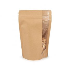 Stand Up Pouches Kraft | Vertical Window | 149x89x232mm - 100 pcs