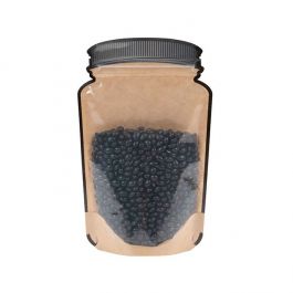 Mason Jar Zipper Pouch Kraft w/ Clear Front 130x76x206mm - 100 Pieces
