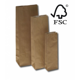 Eco Block Bottom Bags Brown Kraft Paper greaseproof 105x65x280mm - 100 pcs