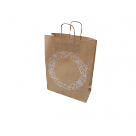 Paper Carrier Bags Xmas 32+12x41cm Kraft 100 grams - 50 pcs