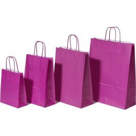 Paper Carry Bags Pink 260+120x350mm - 50 pcs