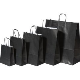 Paper Carry Bags Black 260+120x350mm - 50 pcs