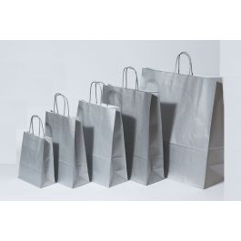 Paper Carry Bags Silver 260+120x350mm - 50 pcs