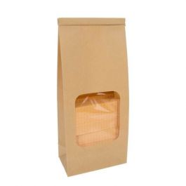 Block bottom Bags Tin Tie Closure Brown 108x64x267mm - 100 pcs