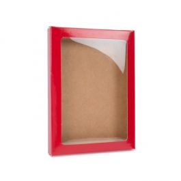Kraft Gift Boxes with Window Red 115x15x150mm - 25 pieces