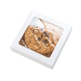 Kraft Gift Boxes glossy White 105x22x105mm with Window - 25 pieces