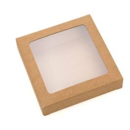 Kraft Gift Boxes with Window 105x22x105mm - 25 pieces
