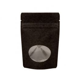 Stand Up Pouches Kraft Black with oval Window 130x80x205mm | 113 grams - 100 pieces