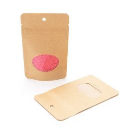 Stand Up Pouches Kraft with oval Window 8x5x13cm | 28 grams - 100 pcs