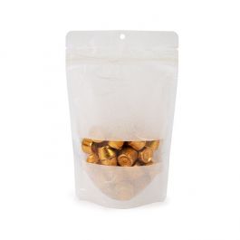 Eco Friendly Stand Up Pouches Rice Paper White With Oval Rectangle 130x79x206mm - 100 pcs