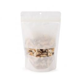 Eco Friendly Stand Up Pouches Rice Paper White With Rectangle Window 149x89x232mm - 100 pcs