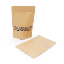 Stand Up Pouches Kraft 150x90x230mm with Window with hang hole - 100 pieces