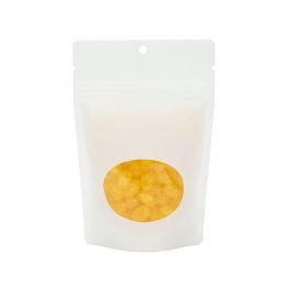 Stand Up Pouches White kraft With Oval Window 102x60x152mm With Hanghole - 100 pcs