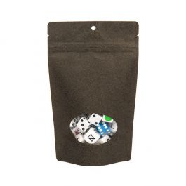 Stand Up Pouches Kraft Black with oval Window 130x80x205mm with hanghole | 113 grams - 100 pieces